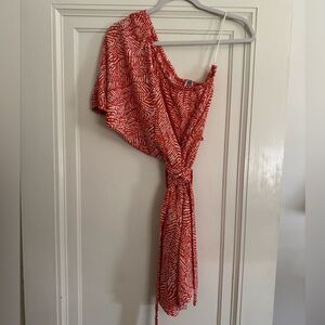 One shoulder orange tie dress